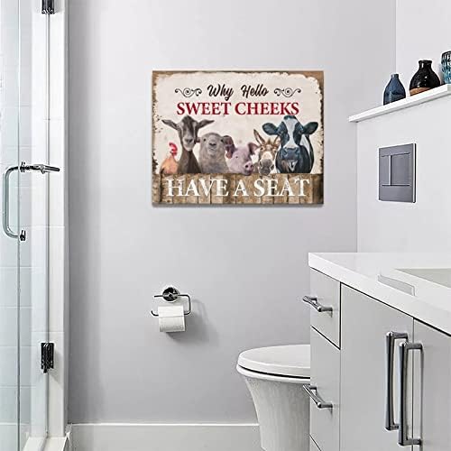 Rustikalna kupaonica zidna Umjetnost seoska kuća životinjsko platno otisci Slika Slike kupatila uokvireno