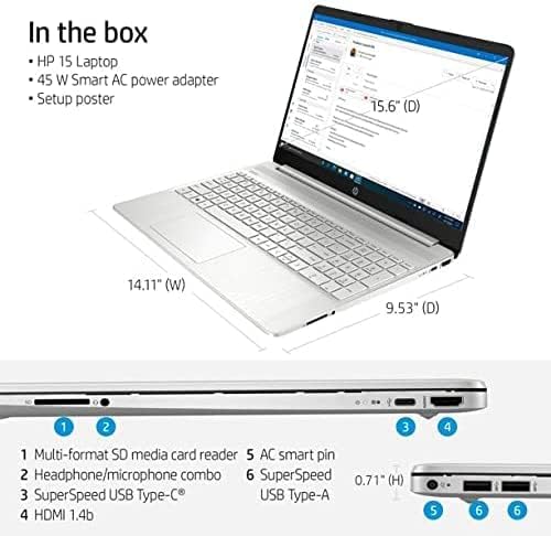 2022 najnoviji HP 15.6 FHD 1080p IPS Laptop računar sa ekranom, 11. generacije Intel četvorojezgarni i5-1135g7, 1TB PCIe SSD, 16GB RAM, web kamera, Wi-Fi, Bluetooth, HDMI, Windows 11, srebro