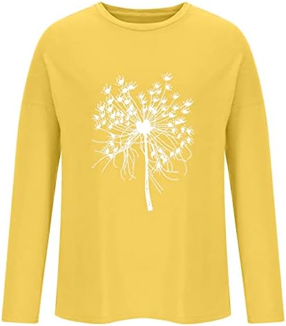 Odeća moda s dugim rukavima Crewneck pamučna cvjetna grafička labava fit bluza majica za dame Ljeto Fall