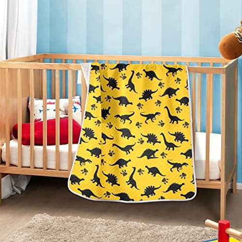 Žuti dinosaur za bebe za dječake super mekane blokane pokrivače za djevojčice lagana krevetića pokrivač