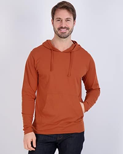 Real Essentials 3 Pakovanje: Muška pamučna lagana ležerna kapuljača za pulover sa džepom