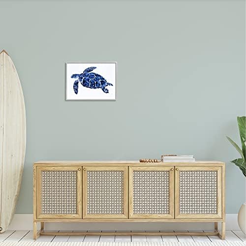 Stupell Industries plava Pjegava morska kornjača morska životinja ilustracija, dizajn Patti Mann