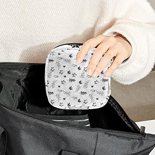 ORYUEKAN torba za odlaganje higijenskih uložaka, prenosiva menstrualna torba za žene i djevojčice torbica za menstrualne čašice, Božićno crno bijelo Crtić Tree Snowflake