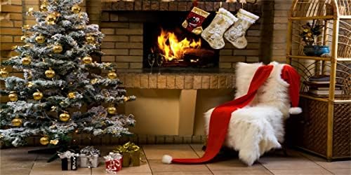 20x10ft Božić kamin Photo Backdrop božićno drvo Ping'an voće zemlja cigla zid pozadina poklon čarape Bijela