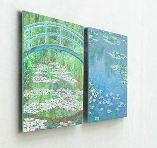 3d teksturirani plutajući umjetnički Set od 2, lokvanja & japanski Pješački most Claude Monet spreman za