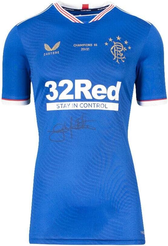 Gary McAllister potpisao košulju Rangers - 2020-21, prvaci 55 autograma - autogramirani nogometni dresovi