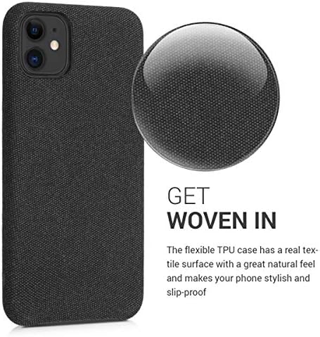 KWMobile Case kompatibilan sa Apple iPhone 11 - Case TPU i Tkaninski pametni telefon na poklopcu na platnu tamno siva
