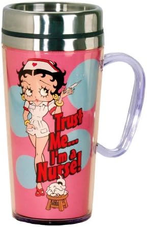 Spoontiques - izolovana putna šolja-Betty Boop Nurse šolja za kafu - poklon ljubitelja kafe-smiješna šolja za kafu - 15 oz-Pink