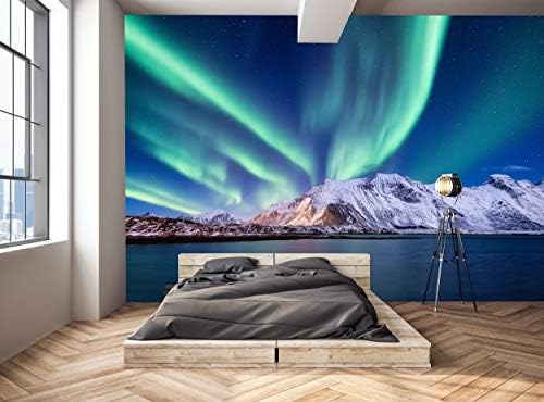FOTO pozadina - Aurora Borealis Northern Light - Zidni muralni pejzažni zimski dekor Paste uključivalo je
