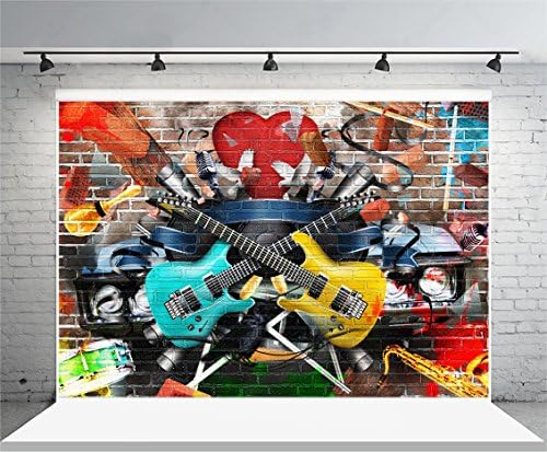 Yeele 8x6ft Graffiti gitara pozadina 80-ih 90-ih Rock stil zid fotografija pozadina slika za kućne zabave