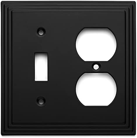 COSMAS 25068-FB ravna crna pojedinačna preklopna / dupleksa kombinirana električna zidna ploča / poklopac