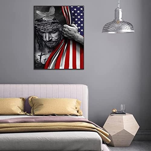 5D dijamantski slikanje pune bušilice Američka zastava i Isus 16x20 inčni okrugli bušenje Dijamantna umjetnost