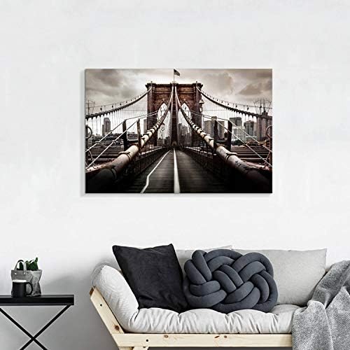 ARTISTIC PATH NYC Brooklyn Bridge slika Artwork: Njujorška scena grafička slika na platnu zid umjetnosti