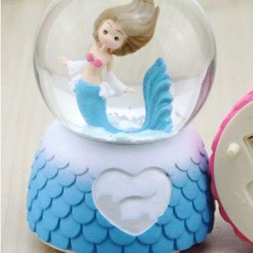 N / A sirena kristalna kugla muzika box ružičasta djevojka Moon Rainbow Snjegovini pahuljica Music Box Dekoracija