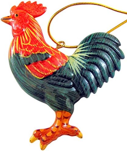 Rooster Ornament Ukras Za Božićnu Jelku Ručno Ofarban Dekor Seoske Kuće Od Poliresina, 3 Inča