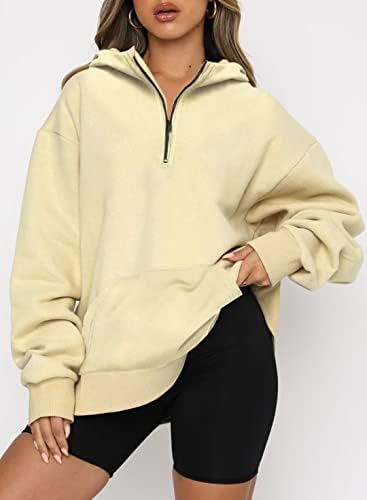 Blencot Žene Polovina pulover dukseva Duge rukav Ležerne prilike, prevelici Y2K Jesen sa džepovima S-3XL