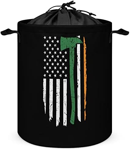 Irski Vatrogasac Vatrogasac Američka Zastava Korpa Za Pranje Veša Korpa Za Odlaganje Veša Velika Korpa Za
