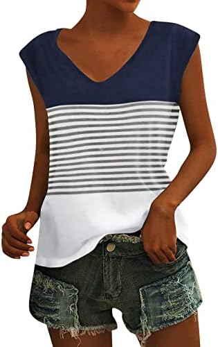 Juniors Striped lažne dvije obične majice bluze košulje bez rukava jedno rame za rakete u vratu čipkaste majice