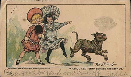 Buster Brown i njegov pas R F Outcault originalna antička razglednica 1907