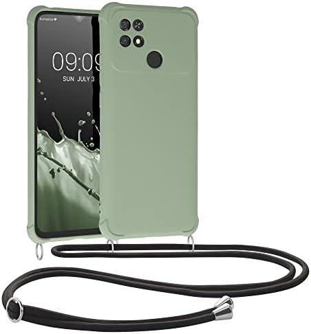 Kwmobile Crossbody Case kompatibilan sa Xiaomi Poco C40 kućište - TPU silikonski poklopac sa remen - sivim zelenim