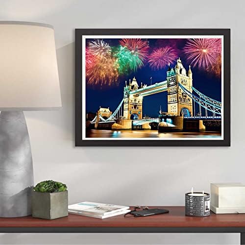 Kaliosy 5D dijamantski setovi za odrasle London Bridge po brojevima, bojama s dijamantima Art Fireworks