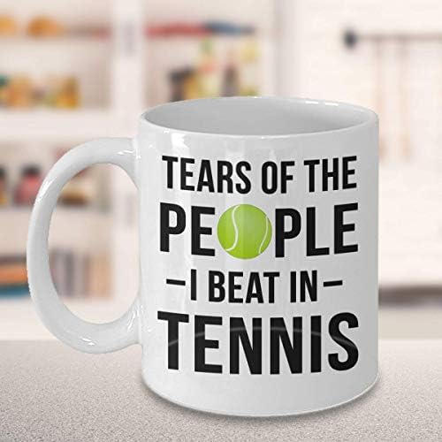 ODDITEES Funny tenis šolja suze ljudi sam tukao u tenis kafa Kup 11oz Bijelo