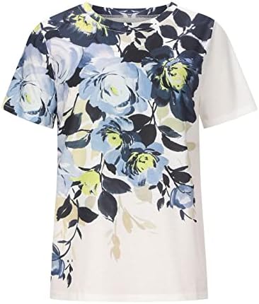 Majica bluza za žene Ljeto jesen 2023. odjeća kratki rukav Crewneck pamučna cvjetna grafička ručak majica