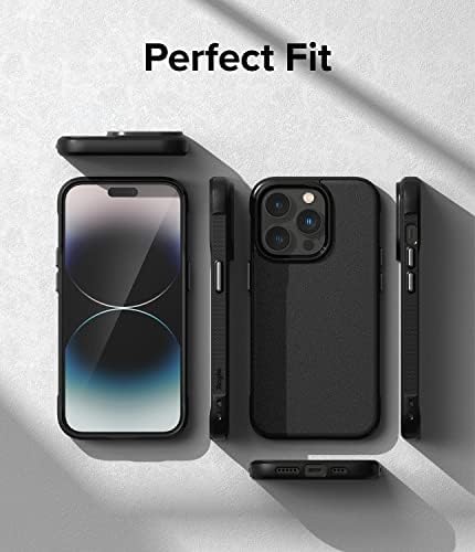 Rinkke onyx [Anti-Fingerprint tehnologija] Kompatibilan sa iPhoneom 14 Pro Case 6,1 inča, otporan na udarce, neklizajući skliznute fleksibilni poklopac za smudže - crni