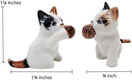 Witnystore 1¾ Dugi sjedeći holding pređa TRICOLOR CAT Keramička figurica - Calico Tiny maino mainove minijaturna