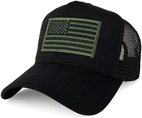Armycrew XXL Oversize crna maslina USA Zastava Patch Mesh back kamiondžija bejzbol kapa