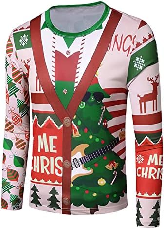XXBR MENS dizajner T majice 2022 Christmas Funny 3D grafički print Dugi rukav majica Xmas Slim Fit Ležerne