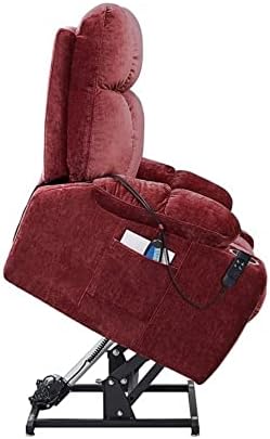 Power Lift naslonjač stolica za starije osobe sa toplotnom masažom u crvenoj tkanini