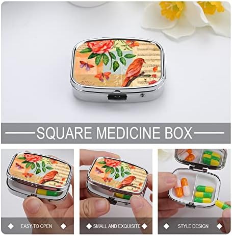 Kutija za pilule Evropska kutija za tablete cvjetnih ptica kvadratnog oblika torbica za lijekove Prijenosna