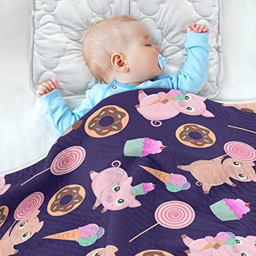 Sweddle pokrivače svinje krofne Sweets Torte Pamučni pokrivač za dojenčad, primanje pokrivača, lagana mekana
