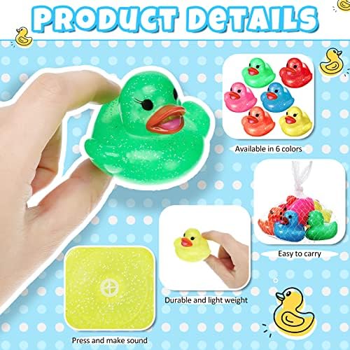 Glitter gumene patke igračke patke za djecu Šarene svjetlike mini patke neonske patke kupatilo za rođendanski