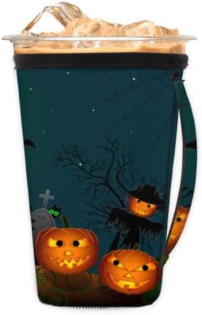 Crtani Halloween Pumpkins omamljeni putnički rukav za punjenje s ručkama sa ručkama neoprenski čaše za sode,