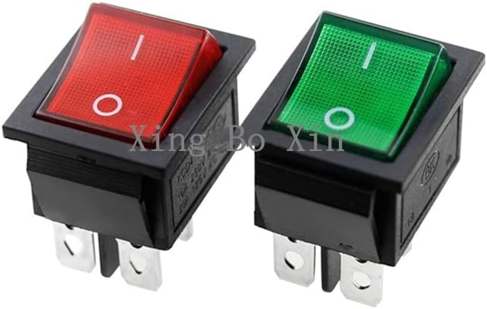 30pcs zasum za zatvaranje prekidača za napajanje I / O 4 pinove sa svjetlom 16a 250VAC 20A 125VAC KCD4 Crveno zeleno 31x25mm -