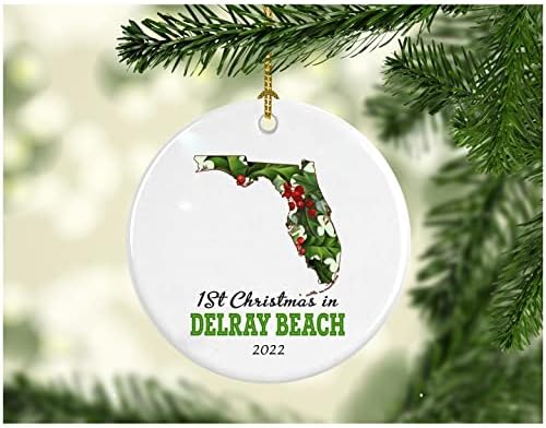 Novi dom Božić Ornament 2022 Delray Beach Florida prvi Božić u našoj novoj kući Housewarming Holiday poklon
