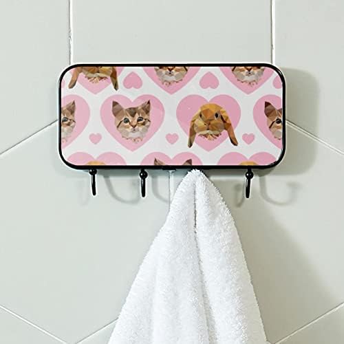 Mačji uzorak ružičasti nosač nosač zida, ulazni kaput nosač sa 4 kuka za kaput kaputi za ručnik torbica ogrtači kupaonica u kupaonici dnevni boravak