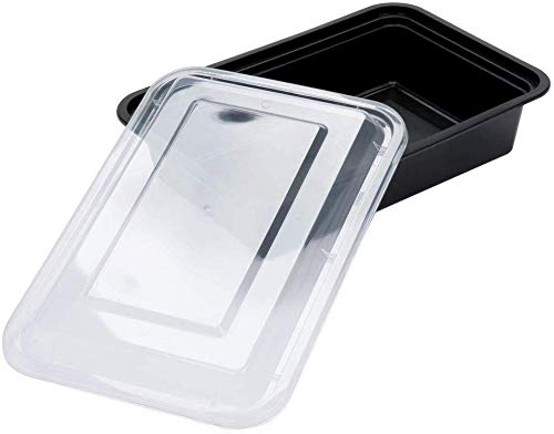SafePro 38 oz. Crna pravougaona posuda za mikrotalasnu pećnicu sa prozirnim poklopcem