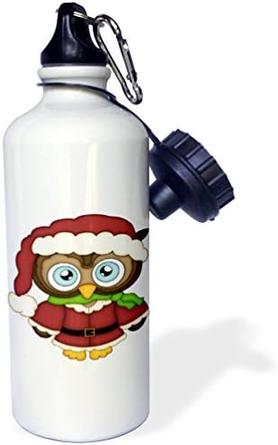 3Droza Slatka božićna sova u santa outfit ilustraciji sportske boce za vodu, 21 oz, višebojni