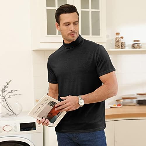 Muška Moda majice Turtleneck potkošulje kratki rukav donji veš Slim Fit Stretch & nbsp;Osnovni pulover čvrste