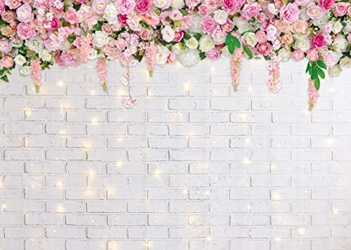 Cvijet zid pozadina Glitter Bijela cigla zid Valentinovo Cvijeće fotografija pozadina Valentinovo vjenčanje