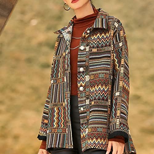 Ženska etnička vunena kaput jakna Žene 2022 Modni zimski kaputi dugih rukava kaiš kaista kaiš kaiš-jakne