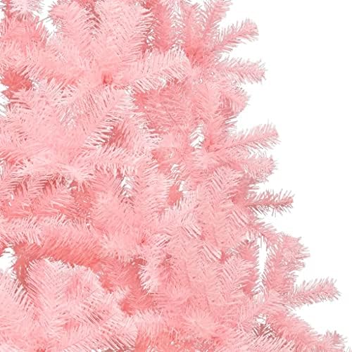 Vidaxl umjetna polovica božićnog stabla sa postoljem ružičaste 94.5 PVC