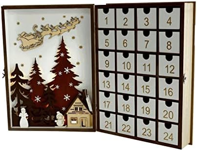 Esquirla 24-Dnevni Adventski Kalendar Višekratna Dekoracija Doma Mala Kuća Drvena Adventska Kalendarska
