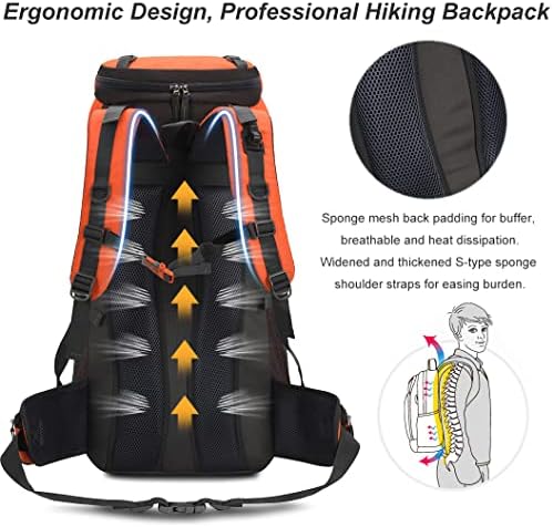 King'Sguard 60L ruksak za planinarenje Muškarci Žene Kampiranje ruksaka Vodootporni ruksak Planinarstvo Plivanje dnevnih pantalona s kišnim poklopcem