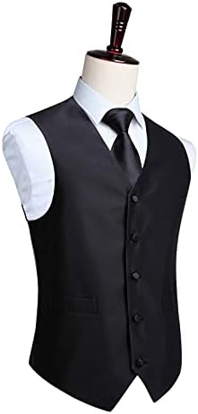 Hisdern 3pc Muški paisley cvjetni žakard odijelo prsluk i kravat i džepni kvadrat formalni prsluk za tuxedo
