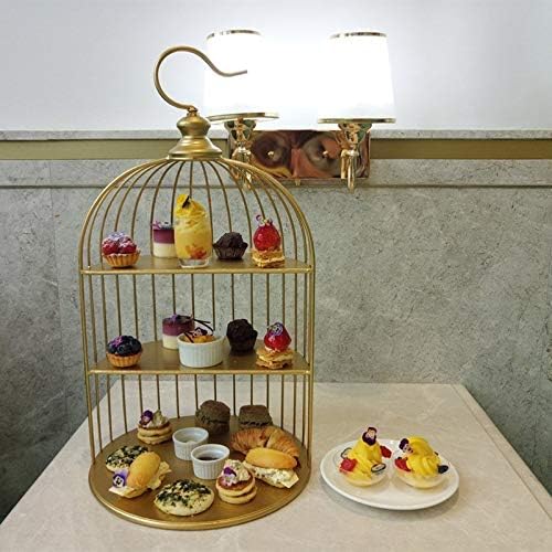 Operatacx skladište za torte stalak za torte sa kavezom za ptice: stalak za šminkanje sa zlatnim tanjirom