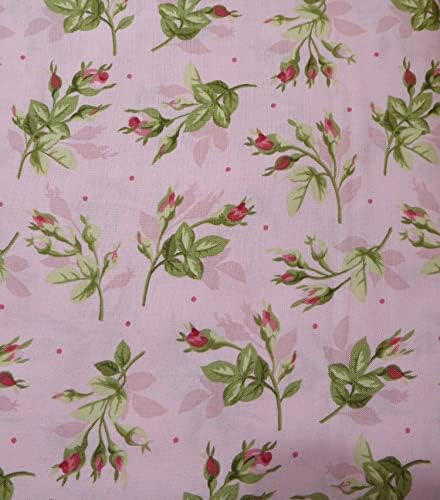 Heather Floral Rosebud buketi Pink by Maywood Studio Cotton Fabric by the Yard